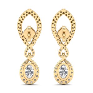 ต่างหูเพชรทรงหยดน้ำ 4.2 กะรัต รูปไข่ เจียระไนแบบ Oval Cut เพชร CVD HPHT ผลิตในห้องปฏิบัติการ ของแท้ รับรองคุณภาพ ทอง 14K เหมาะสำหรับงานแต่งงาน งานเลี้ยง งานพิเศษ เครื่องประดับคุณภาพ - Product Image 4