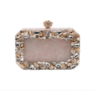 Pochette en résine pour femme, décor fleur diamant, fermeture magnétique étanche, sac à main tendance pour fêtes et occasions spéciales - Product Image 6