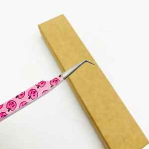 Punta de fibra, venta al por mayor, pinzas de extensión de pestañas con volumen de logotipo personalizado, aislamiento de etiqueta privada, acero inoxidable, precisión duradera suave - Product Image 2