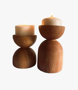 Bougeoir en bois pour décor de Noël Bougeoir en bois au design unique pour hôtel à la maison et décoration de table - Product Image 1