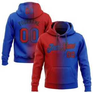 Directo industria venta al por mayor 3D bordado personalizado cosido negro púrpura-azul claro gradiente moda deportes Sudadera con capucha - Product Image 4