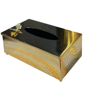 Venta al por mayor elegante plata martillada caja de pañuelos de metal con diseño floral para la decoración del hogar y sala de estar caja de pañuelos en venta - Product Image 2