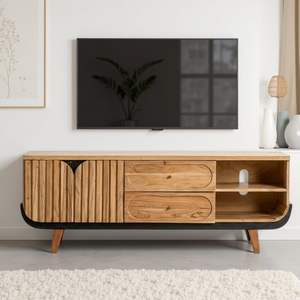 Large Black and Bleached Walnut <b>TV</b> <b>Unit</b> 160cm High Quality Modern Living Room & Bedroom Furniture 10 Pcs - Product Image 1