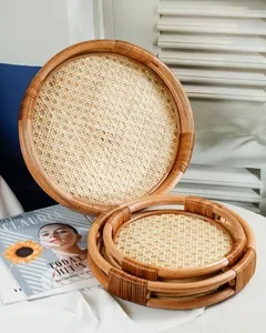 Hot Trend Vintage Handmade Rattan <b>Round</b> <b>Serving</b> <b>Tray</b> - Product Image 4