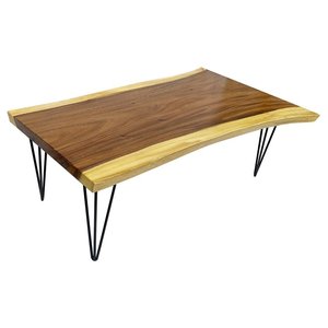 Handmade West Indian Mahogany Wood <b>Sofa</b> <b>Table</b> with Hairpin Legs 120x60cm Slab Farmhouse Style BMT065 Living Room Furniture - Product Image 1