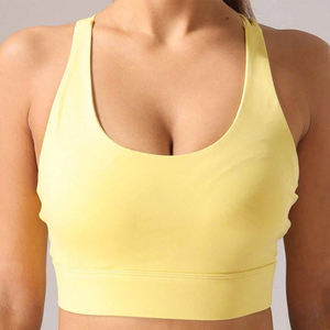 Made In Pakistan Women <b>Yellow</b> Sports <b>Bra</b> Wide Straps Active Wear <b>Bra</b> Soft Stretch Fabric Stylish Fitness Outfit OEM Bulk Order - Product Image 1