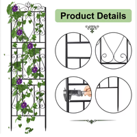 Treillis élégant en acier au carbone thermolaqué pour support de plantes de jardin domestique, imperméable, facile à assembler, hauteur 3 pieds