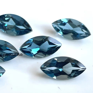 Topaze Bleue Naturelle de Londres Coupe Marquise 5x10mm Faceted - Loose London Blue Topaz Marquise Cut Gemstone Top Quality - Product Image 1