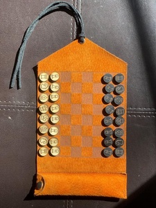 Leather Magnetic <b>Backgammon</b> <b>Set</b> Foldable Travel Game for Outdoor & Party Use Orange with Fabric Tag - Product Image 1