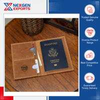 Nexgen Exports Portefeuille élégant de luxe en cuir véritable couleur beige avec blocage RFID, emplacements pour cartes, couverture personnalisée, 14x10cm
