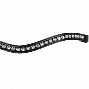 Bandeau de tête de cheval en cuir rembourré avec chaîne métallique incrustée de cristaux blancs transparents fantaisie faits à la main exclusifs - Product Image 4