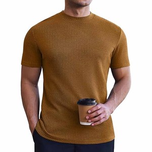 T-shirts personnalisés logo imprimé OEM ODM couleur unie col rond demi manches mode t-shirt pour hommes téléchargés par robe de sport - Product Image 1