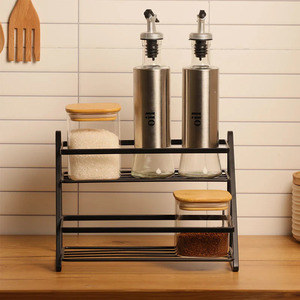 Stylish Metal & Glass Spice <b>Rack</b>: Sleek Storage for Your <b>Kitchen</b> Essentials - Product Image 3