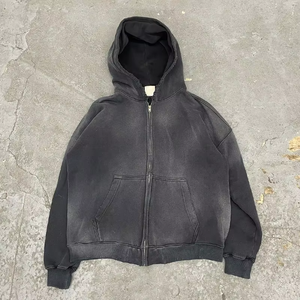 Sweat à capuche vintage 100% coton en éponge française personnalisé pour hommes en détresse délavé à l'acide Vente en gros de haute qualité fabricant Streetwear - Product Image 5