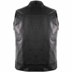 2025 nouveaux hommes classique noir 100% haute qualité en cuir gilet sans manches bouton fermeture chauffé hiver grande taille moto gilet OEM - Product Image 3
