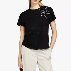 T-shirt décontracté pour femmes avec strass Bling avec coupe décontractée pour les fêtes et les festivals T-shirt pour femmes - Product Image 4