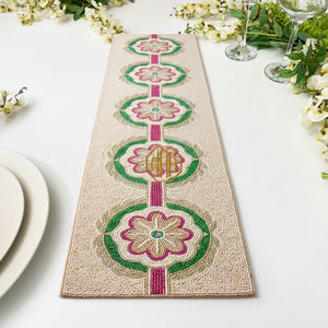 Camino de Mesa de Lujo para Eventos, Bordado con Cuentas de Cristal de 36 Pulgadas, Suministro Personalizado al por Mayor - Product Image 4