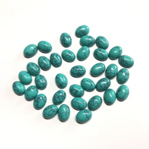 Cabochon ovale calibré 5x7mm certifié IGI qualité AAA turquoise synthétique pierre précieuse en vrac prix de gros pierre synthétique - Product Image 2