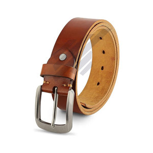 Cinturón de piel de vaca más popular para hombres Cinturón de cuero de hombre informal de último diseño con acero para hebilla - Product Image 1