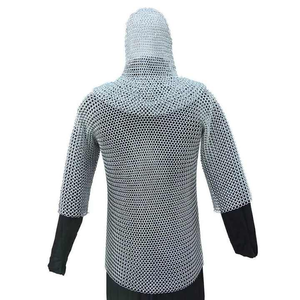 Conjunto de armadura de anillo de aluminio con capucha de camisa de cota Medieval de alta calidad para ferias de recreación SCA fiestas precio al por mayor - Product Image 4