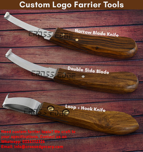 Venta caliente instrumentos veterinarios buena calidad herrador soporte para pezuña cuchillo herramienta de bucle ganado mango de madera diagnóstico de aseo - Product Image 6