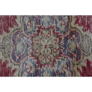 Alfombra turca Vintage Oriental rojo Beige 3,2X5,7 pies área grande patrón de retazos lana viscosa látex ecológico comedor - Product Image 5