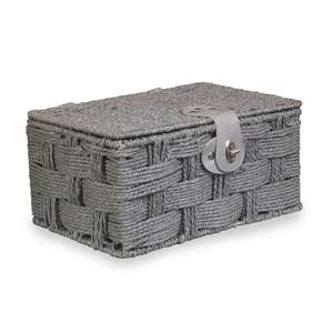 Twisted Grey Paper Rope Picnic Basket Boho Seagrass Storage Basket Sustainable Household Square Shape Boxed Packed - Product Image 3