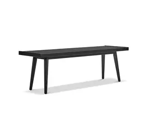Sadam simple long bench made of solid teak wood with charcoal finish for indoor and outdoor.
