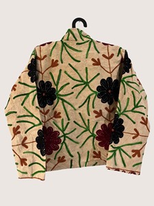 Cardigan en coton brodé de style chinois, col mandarin, manches longues, grande taille, vêtements d'extérieur décontractés pour femmes, vêtements d'automne - Product Image 2