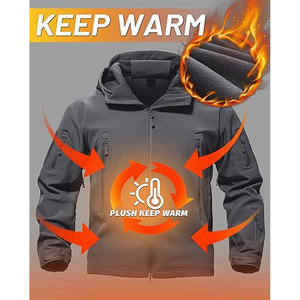 Factory Customized Men Vintage Winter Denim Softshell <b>Jacket</b> Stand Front Heather <b>Grey</b> Micro Fleece Eco-Friendly Comfortable High - Product Image 3