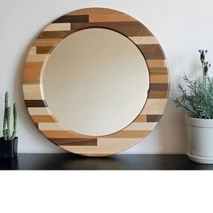 Miroir de salle de bain en bois massif de luxe décoratif encadré tenture murale vanité grande maison moderne chambre salon - Product Image 2