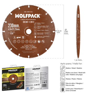 Disco da Taglio per Legno/Plastica da 230 mm Filo di Carburo di Tungsteno - Product Image 2