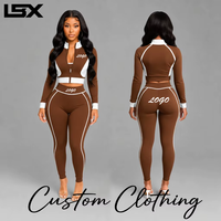 Ensemble de survêtement 3 pièces Y2K personnalisé avec logo OEM pour femme, idéal pour les grandes tailles, veste zippée colorblock, soutien-gorge et leggings, collection automne
