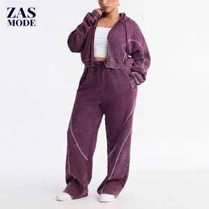 Conjunto Deportivo de Moda para Mujer, Invierno 2026, Estilo Europeo y Estadounidense, Informal, con Capucha y Lazo, Pantalones Holgados, Ecológico, 100% Algodón - Product Image 1