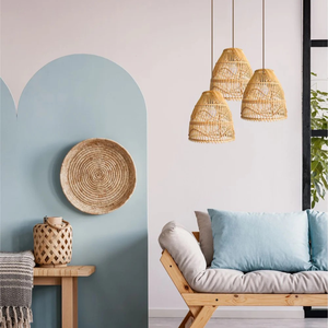 Tissé à la main rotin pendentif abat-jour Boho osier suspendu abat-jour pour salon salle à manger décor à la maison - Product Image 6