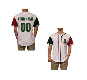 Ensembles de maillots de baseball personnalisés pour hommes Mexique Respirant 100% polyester Design personnalisé Uniformes d'équipe avec logo de couleurs personnalisées Taille 3XL - Product Image 2