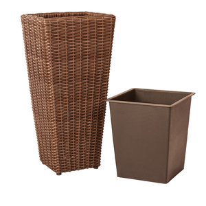 Alto <span class=keywords><strong>wicker</strong></span> Hộp trồng với Liners cao ngoài trời nhà máy trang trí nội thất Mocha màu Vườn Nhà - Product Image 1