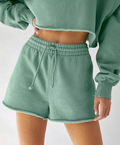 Conjunto de Dos Piezas de Sudadera y Pantalones Cortos de Spandex/Poliéster para Mujer, por Encima de la Rodilla, Estilo Informal, Cómodo para Usar en Todas las Temporadas, Estilo Diario - Product Image 4