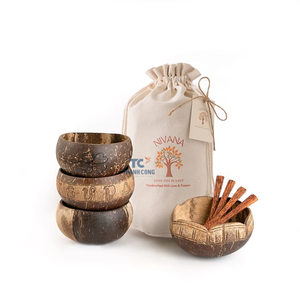 Venta al por mayor tazón de coco de bajo costo vela de soja tazón de coco hecho a mano natural hecho en Vietnam - Product Image 5