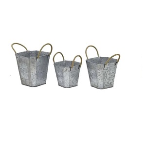 galvanized planter <b>boxes</b> Galvanized planter with rope handle galvanized steel planter Galvanized Steel Metal Ice Bucket Party - Product Image 1