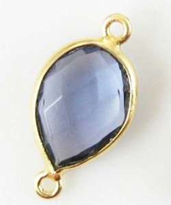 Venta al por mayor 10x14mm Vermail Iolite cuarzo pera facetado conector colgante de plata esterlina con bisel PARA EL Día del Padre - Product Image 1
