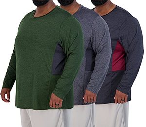Camiseta Casual de Manga Larga con Cuello Redondo para Hombre WX777349, Transpirable, de Spandex/Algodón, con Diseño de Parches - Product Image 1