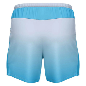 Shorts de sport tricotés unisexes à blocs de couleur avec bande latérale, séchage rapide, taille élastique, longueur mi-cuisse, bleu et blanc - Product Image 2
