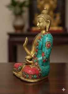 Estatua de Buda de Latón Antiguo Hecha a Mano, Elegante Escultura India Tibetana, Ideal para Meditación, Decoración del Hogar y Ambiente Espiritual - Product Image 2
