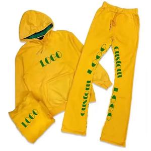 Ensemble de survêtements délavés 400 g/m², survêtements vintage personnalisés, survêtements à jambes évasées, survêtements délavés à l'acide, ensemble de survêtements et de sweat-shirts pour hommes - Product Image 3