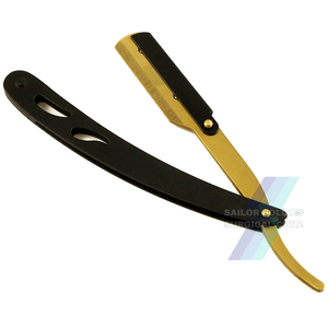 Precio de fábrica, maquinillas de afeitar de peluquero de acero inoxidable mate negro de 6,0 \ "con cuchillas afiladas chapadas en oro - Product Image 1