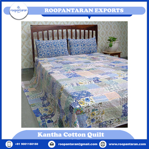 Edredón Kantha de Algodón Orgánico Hecho a Mano con Estilo Moderno, Tamaño Queen, Diseño de Patchwork Ecológico y Reversible para Decoración del Hogar - Product Image 6