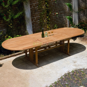 Mesa de comedor exterior de teca sólida ovalada de la mejor calidad de Indonesia - Product Image 1