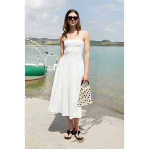 Robe cintrée à col bretelles en coton biologique 100% pour femme GRIMELANGE MONTLE - Product Image 1