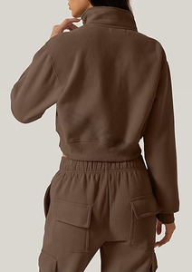 เสื้อสเวตเตอร์คอเต่ามีซิปสำหรับผู้หญิงเสื้อแนวสตรีทแบบกึ่งมีซิปด้านหน้ามีโลโก้ฤดูหนาว - Product Image 2